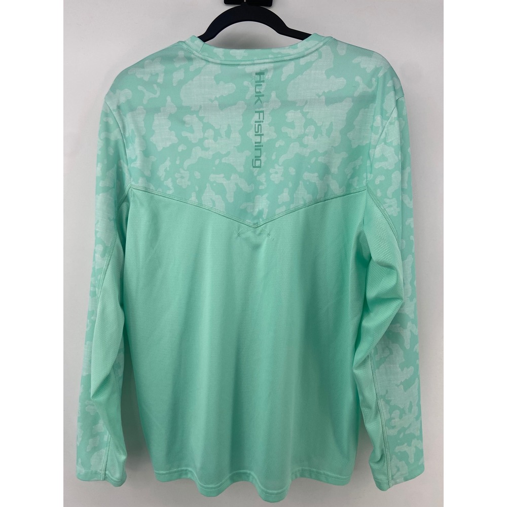 Huk Fishing Shirt Mens Medium Green Pursuit Camo Performance Long Sleeve UPF - Picture 2 of 6